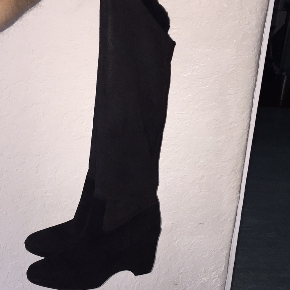 Helmut Lang shearling lamb fur leather Boots 8 1/2